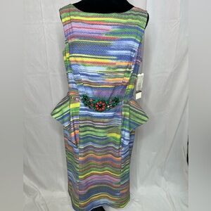 Teri Jon Peplum multi-colored dress, SZ12